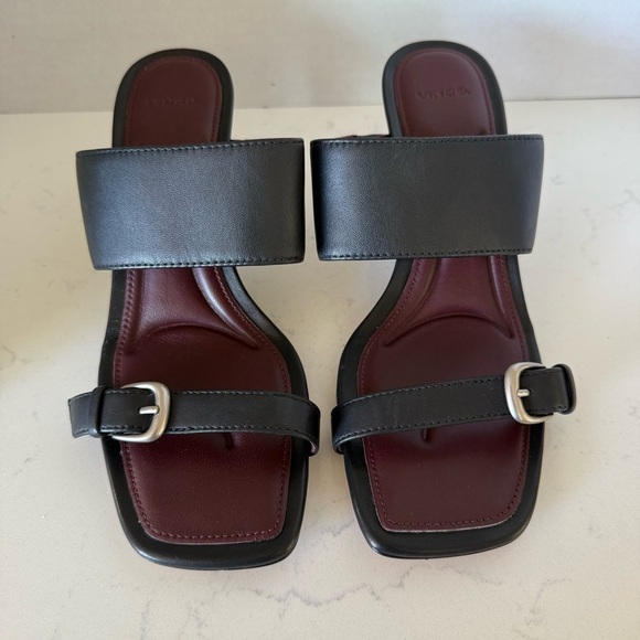Vince Shoes - Vince Leandra Heels Black Leather & Bordeaux | Women’s Size 6 | New Without Box